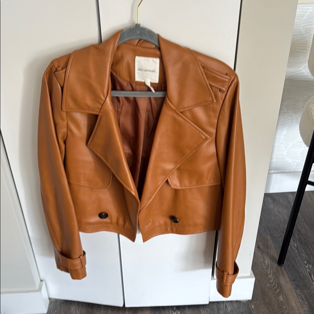 NWOT Avec Les Filles Women's Tan Leather Jacket